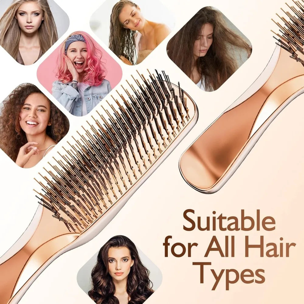 Japanese Premium Head Massager Scalp Brush Hair Massager Shampoo Brush Wet Plastic Detangling Brush Hair Cleaning Comb Rose Gold