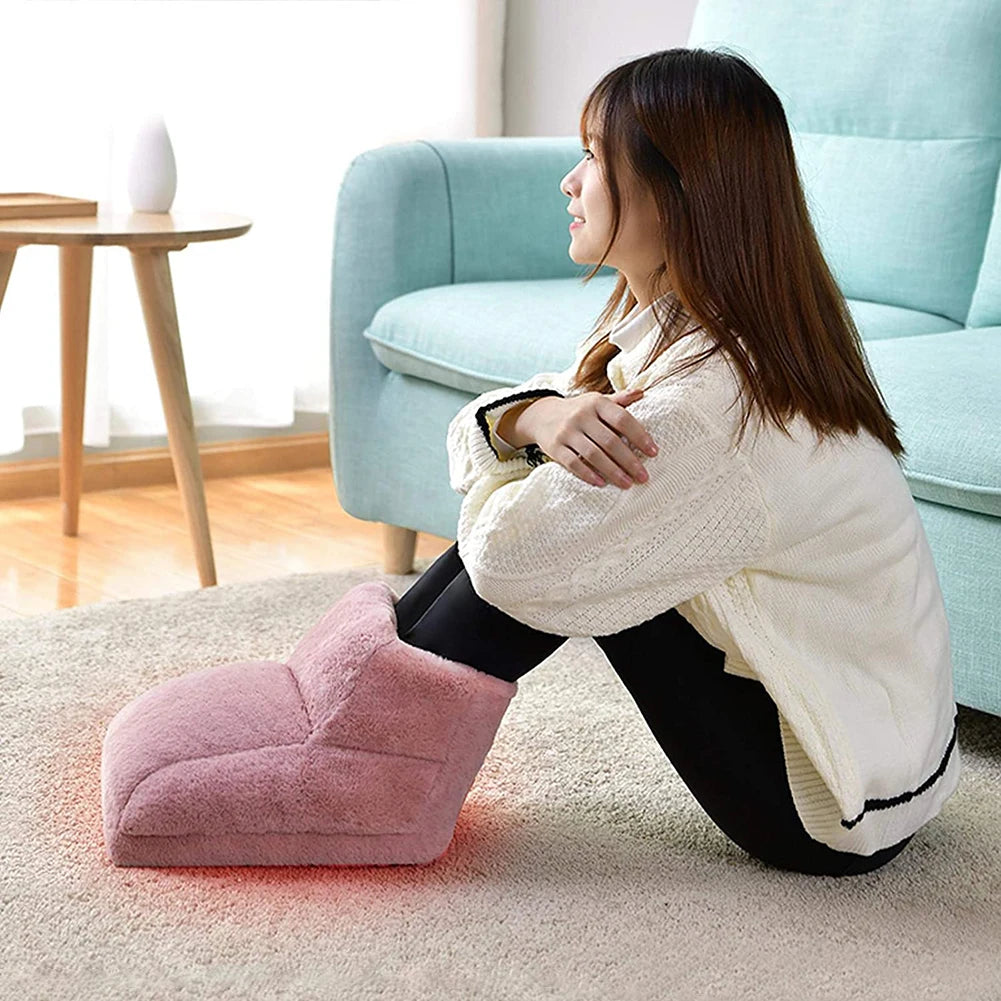 Electric Foot Warmer Foot Heating Pad USB Charging Household Foot Heater Washable Double Feet Slippers for Home Bedroom Sleeping