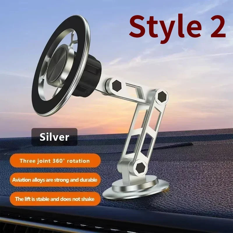 Magnetic Car Wireless Charger for iPhone 15 14 Pro Max Car Phone Holder 360 Rotation Metal Foldable Charging Stand for Samsung