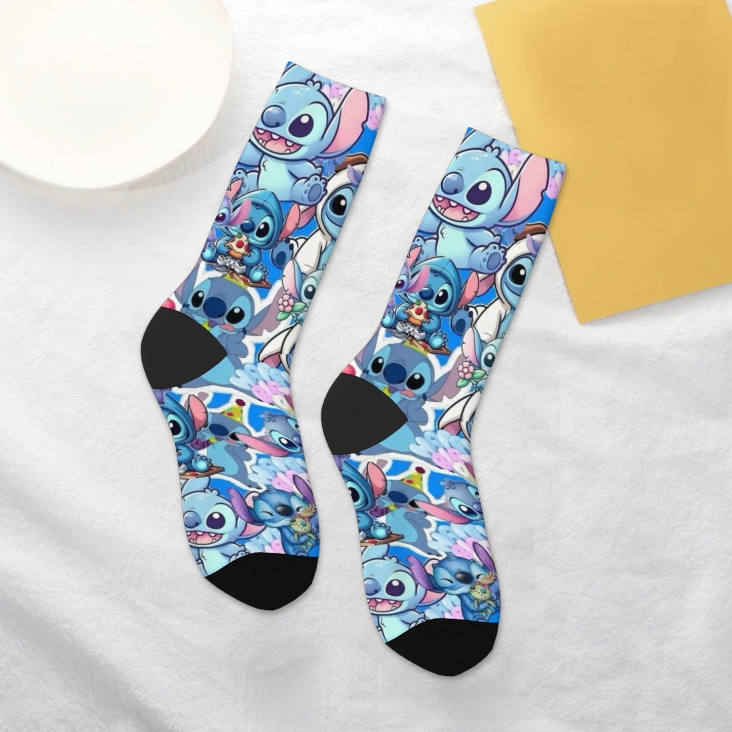 Cartoon Stitch Printed Men's Socks Soft and Comfortable Socks Novelty Harajuku Funny Street Hip-Hop Socks Party Holiday Gifts