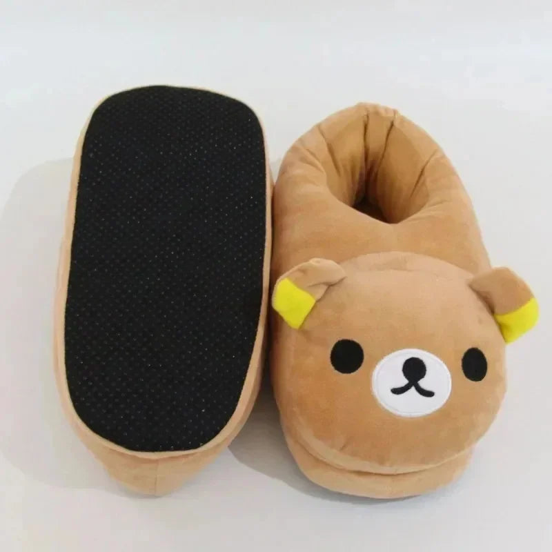 Rilakkuma Y2K Slippers Japan Cartoon Anime PE Kawaii All Inclusive Frosth Plush Indoor Home Flat Anti Slip Couple Slippers New