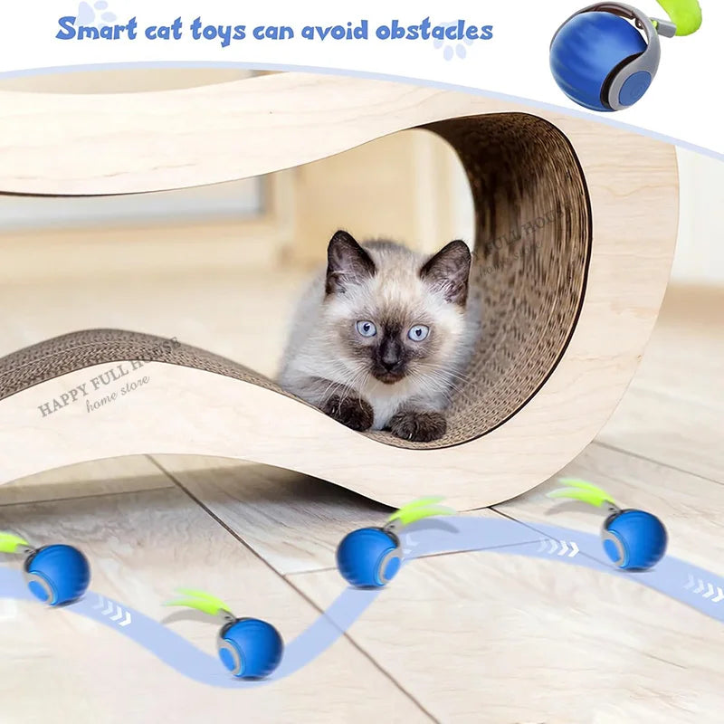 Smart Interactive Cat Toy Balls, Speedy Tail 2.0 Cat Toys, 2 Speed Adjustment Automatic Moving Ball with Replacement Tail
