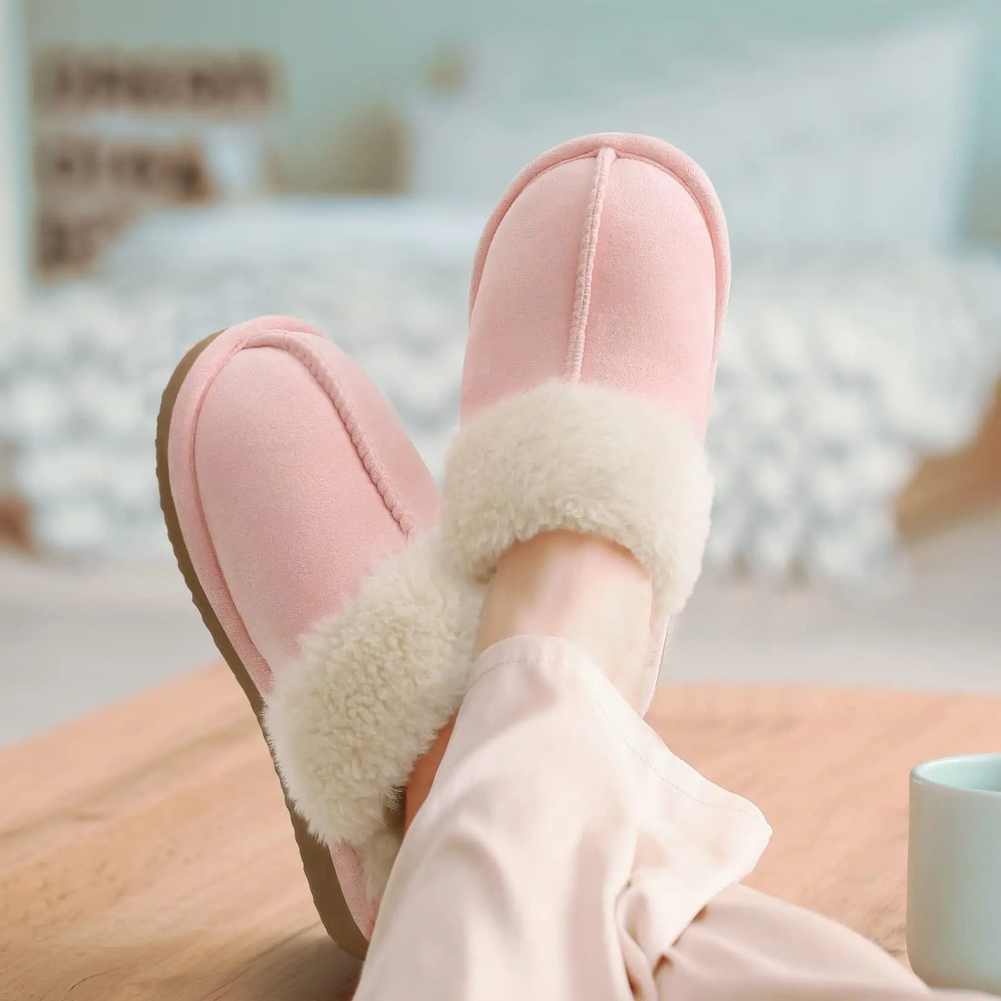 Kidmi Winter Women Fuzzy Slippers Classic Brand Fluffy House Shoes Indoor Warm Suede Cozy Slippers Casual Non-slip Cotton Shoes
