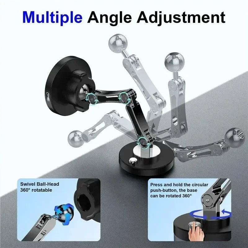 Magnetic Car Wireless Charger for iPhone 15 14 Pro Max Car Phone Holder 360 Rotation Metal Foldable Charging Stand for Samsung