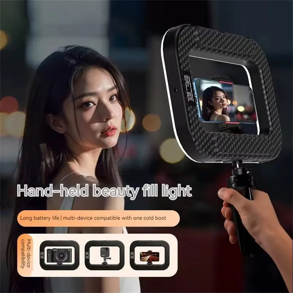 Roreta Handheld Ring LED Rechargeable Portable Mobile Phone Live Broadcast Photography Desktop Rabbit Cage Selfie fill Light