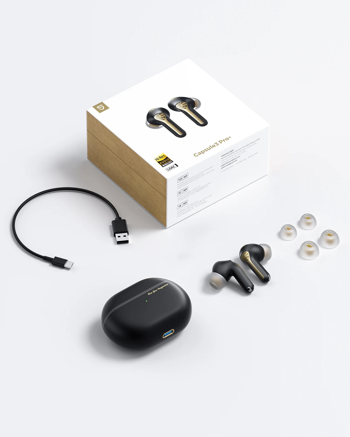 SoundPEATS Capsule3 Pro+ Wireless Earphones Adaptive ANC Bluetooth Headphones Hi Res HiFi Stereo Sound with xMEMS Speaker,LDAC
