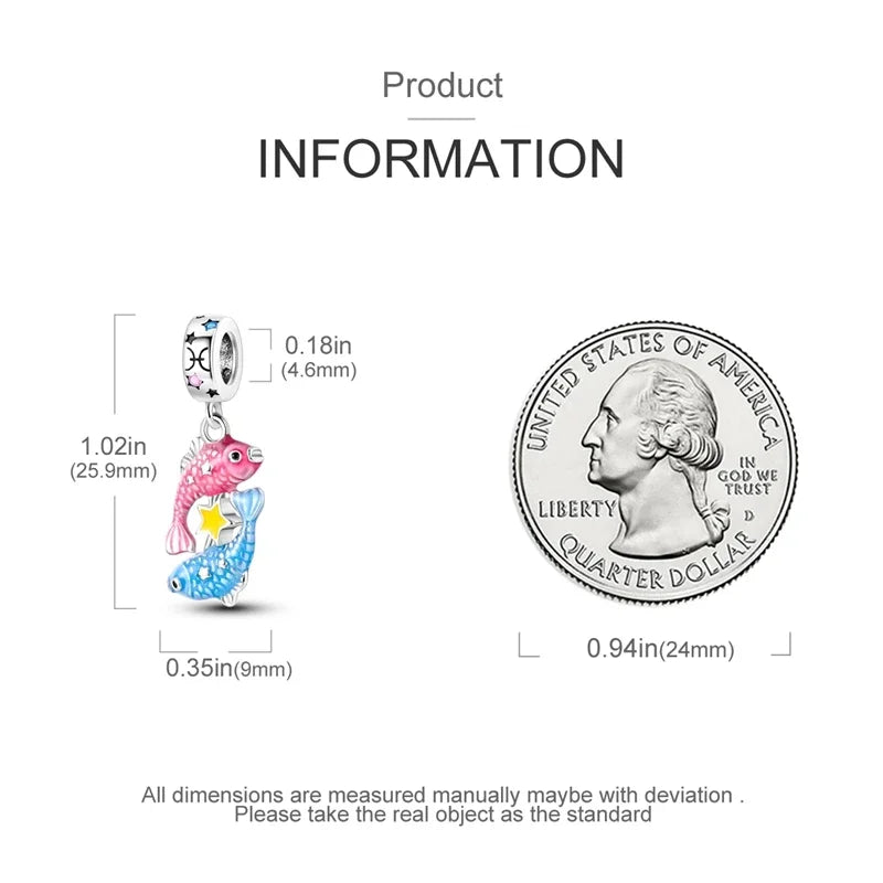 Zodiac Signs Original Charms 925 Sterling Silver Glow in Dark Pendants Beads Fit Bracelet DIY Jewelry Birthday Gift for Women
