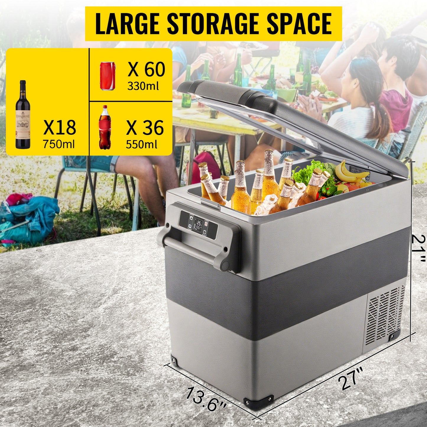 SucceBuy 20L22L35L45L55L Car Refrigerator Mini Fridge Freezer Portable Compressor Cooler 12/24V DC 110-240V Ice Box for Camping