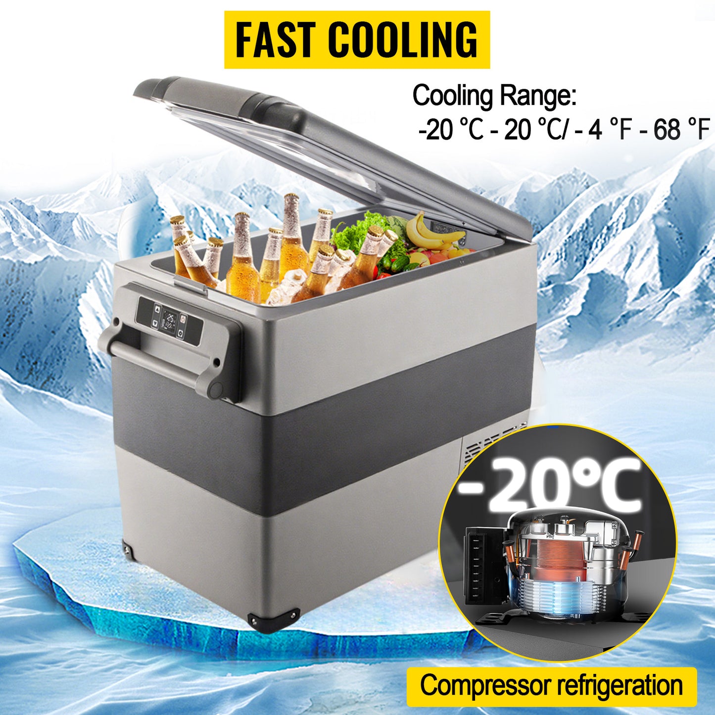 SucceBuy 20L22L35L45L55L Car Refrigerator Mini Fridge Freezer Portable Compressor Cooler 12/24V DC 110-240V Ice Box for Camping