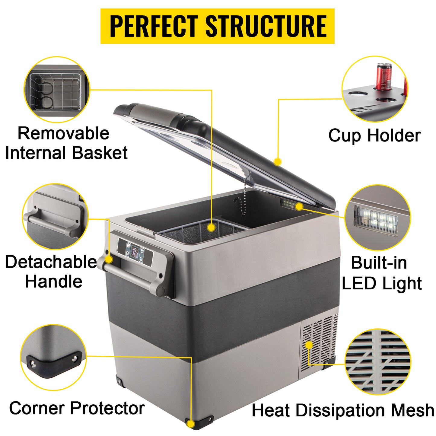 SucceBuy 20L22L35L45L55L Car Refrigerator Mini Fridge Freezer Portable Compressor Cooler 12/24V DC 110-240V Ice Box for Camping