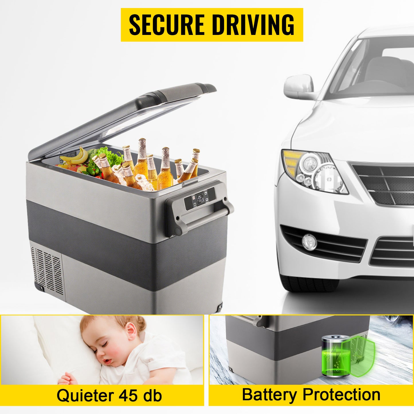 SucceBuy 20L22L35L45L55L Car Refrigerator Mini Fridge Freezer Portable Compressor Cooler 12/24V DC 110-240V Ice Box for Camping