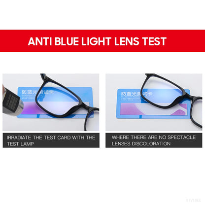 VIVIBEE Square Blue Light Blocking Men Glasses Gaming TR90 Matte Black Anti Ray Eyeglasses Computer Transparent Fashion Eyewear