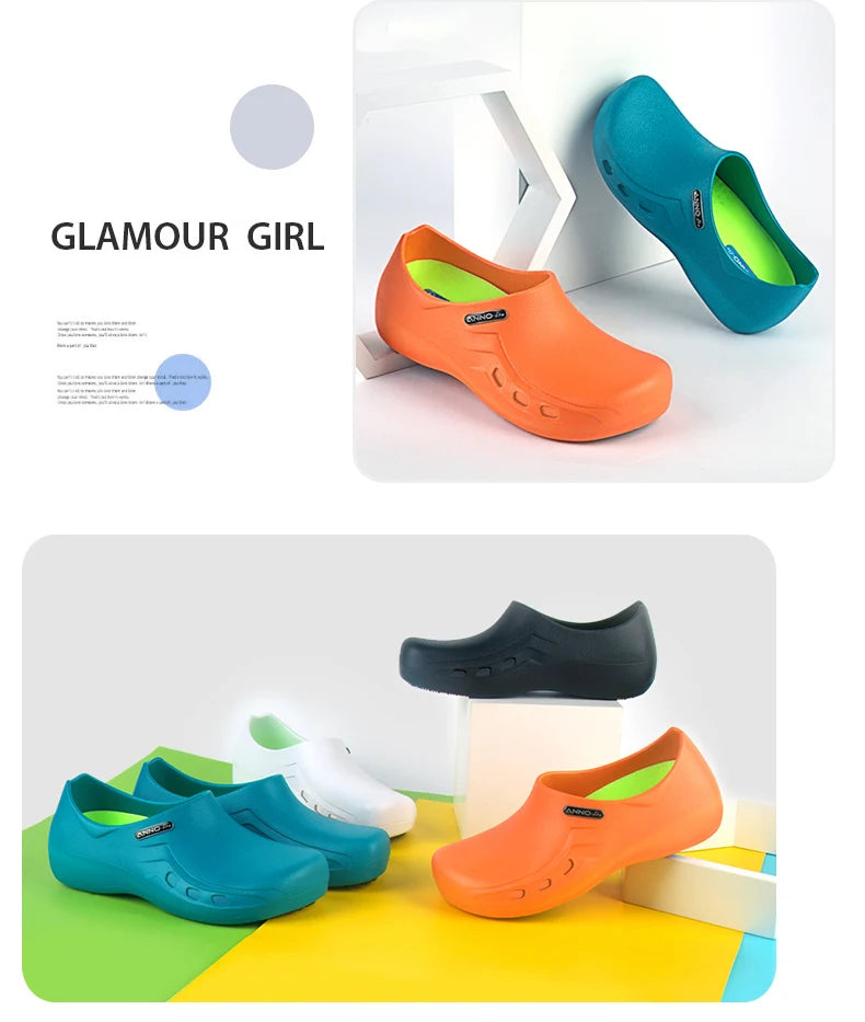 ANNO Soft Doctors Nurses Anti-slip Protective Clogs Operating Room Slippers Chef Work Flat Hospital Foot Wear with Shoes Pad