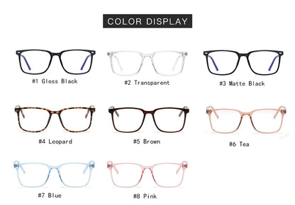VIVIBEE Square Blue Light Blocking Men Glasses Gaming TR90 Matte Black Anti Ray Eyeglasses Computer Transparent Fashion Eyewear