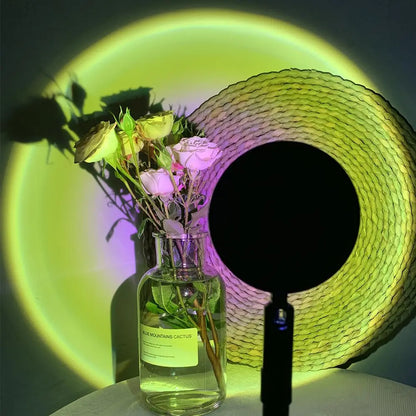 Smart Bluetooth Night Light Rainbow Sunset Projector Lamp for Home Coffe shop Background Wall Decoration Atmosphere Table Lamp
