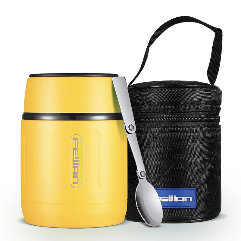 FEIJIAN 500ml Food Thermos,  316 Stainless Steel Vacuum Insulated Food Jar With Spoon Kids Lunch Box
