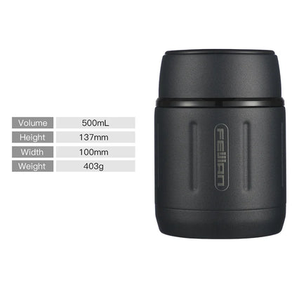 FEIJIAN 500ml Food Thermos,  316 Stainless Steel Vacuum Insulated Food Jar With Spoon Kids Lunch Box
