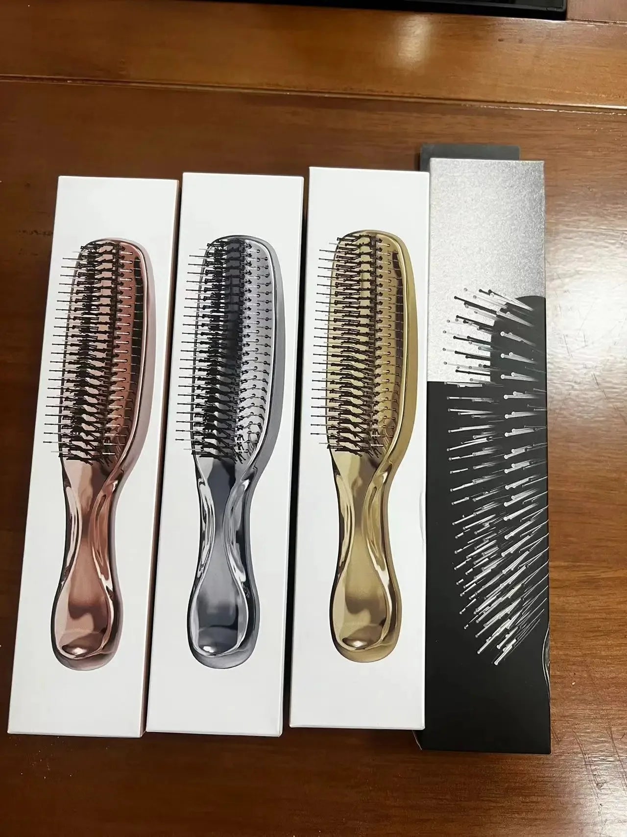 Japanese Premium Head Massager Scalp Brush Hair Massager Shampoo Brush Wet Plastic Detangling Brush Hair Cleaning Comb Rose Gold