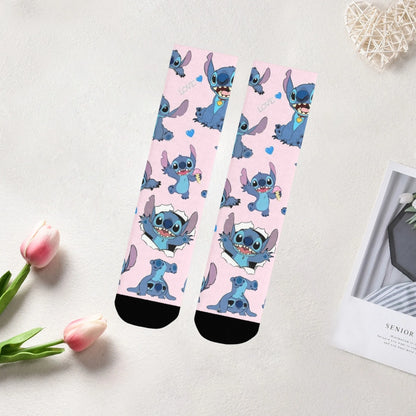 Cartoon Stitch Printed Men's Socks Soft and Comfortable Socks Novelty Harajuku Funny Street Hip-Hop Socks Party Holiday Gifts
