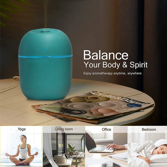 USB Aroma Diffuser 220ml Mini Essential Oil Diffuser Portable Mute Ultrasonic Air Humidifier Vehicle Humidifier with LED Lights