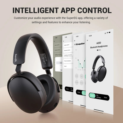 Oneodio SuperEQ A200 ANC Wireless Bluetooth 5.4 Headphones Active Noise Canceling Over Ear Headset With ENC Mic Hi-Res Audio APP