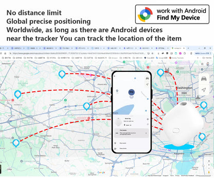 Smart Tracker Tag for Android device Google Find Hub App air tag Key Finder pet/bag tracker Google Certified Bluetooth Finder
