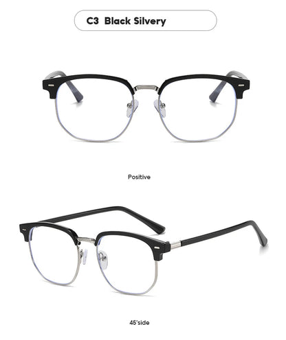 XJiea 2024 Photochromic Anti-blue Light Glasses Men Fashion Rectangle Semi Rimless Eyewear For Women Office Computer Goggle