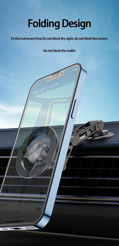 Magnetic Car Wireless Charger for iPhone 15 14 Pro Max Car Phone Holder 360 Rotation Metal Foldable Charging Stand for Samsung