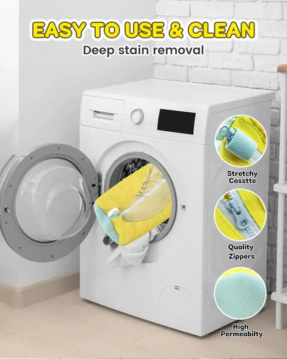 Washing Shoes Machine Bag Slippers Laundry Bag Net for Cleaning Shoes Washable Overshoes Sneakers Kit Soft Bristle Shoe Brush
