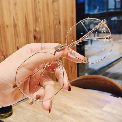 Fashion Ultra-Light Polygon Frame Anti-blue Light Glasses Unisex Reading Eyewear UV400 Shades Flat Mirror Eyeglasses