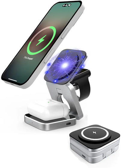 30W 3 In 1 Magnetic Wireless Charger Stand Pad for iPone 15 14 13 12 Pro Max Airpods Pro iWatch 8 7 6 Fast Charging Dock Station