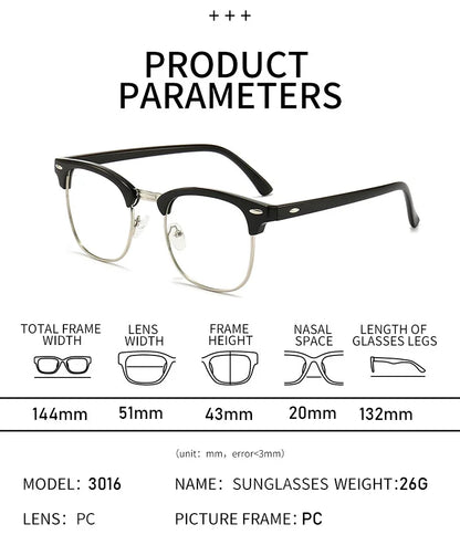 Men Retro Anti-blue Light Glasses Classic Vintage Half Frames Anti Blue Light Blocking Computer Eyeglasses For Women Accessory