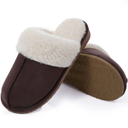 Kidmi Winter Women Fuzzy Slippers Classic Brand Fluffy House Shoes Indoor Warm Suede Cozy Slippers Casual Non-slip Cotton Shoes