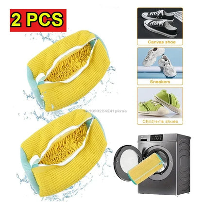 Washing Shoes Machine Bag Slippers Laundry Bag Net for Cleaning Shoes Washable Overshoes Sneakers Kit Soft Bristle Shoe Brush