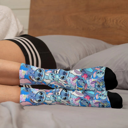 Cartoon Stitch Printed Men's Socks Soft and Comfortable Socks Novelty Harajuku Funny Street Hip-Hop Socks Party Holiday Gifts