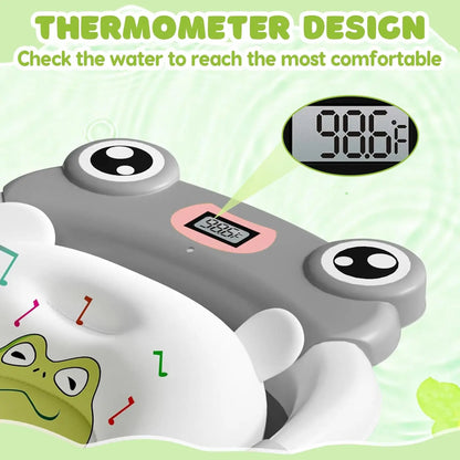 Eco-friendly Baby BathTub with Bath Cushion,Foldable Bathtub Portable with Temperature Indicator Infant Tub for 0-36 Months Baby