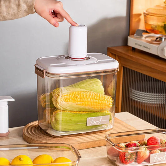Vacuum Sealed Food Storage Box, Clear Fresh-Keeping Box, Capacity Food Dispenser, Transparent Container with Vacuum Pump