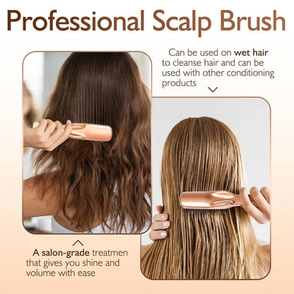 Japanese Premium Head Massager Scalp Brush Hair Massager Shampoo Brush Wet Plastic Detangling Brush Hair Cleaning Comb Rose Gold