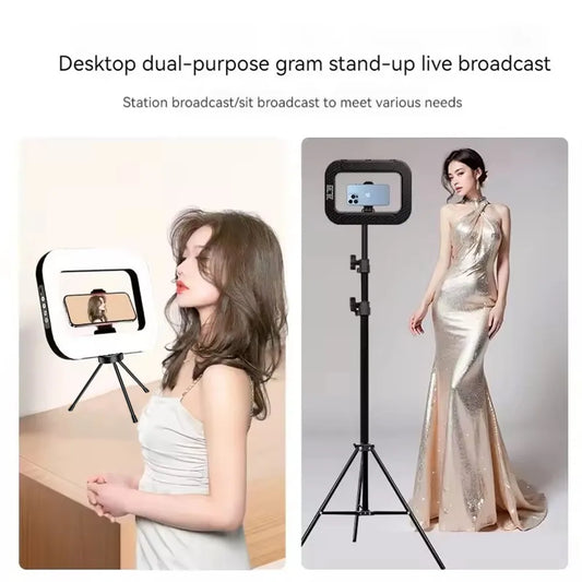 Roreta Handheld Ring LED Rechargeable Portable Mobile Phone Live Broadcast Photography Desktop Rabbit Cage Selfie fill Light