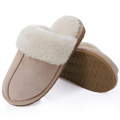 Kidmi Winter Women Fuzzy Slippers Classic Brand Fluffy House Shoes Indoor Warm Suede Cozy Slippers Casual Non-slip Cotton Shoes