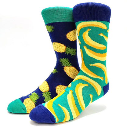 58 Style Food Theme Men Cartoon Socks Cotton Fruit Banana beer coffee bean doughnut sandwich hamburger sushi ice crea Long Socks