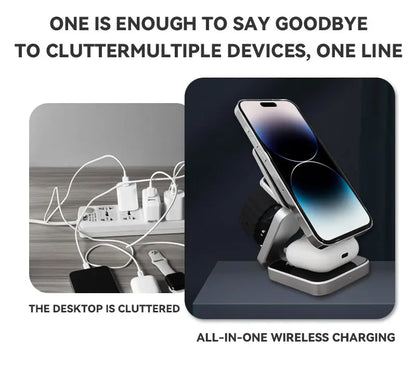 30W 3 In 1 Magnetic Wireless Charger Stand Pad for iPone 15 14 13 12 Pro Max Airpods Pro iWatch 8 7 6 Fast Charging Dock Station