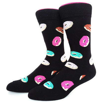 58 Style Food Theme Men Cartoon Socks Cotton Fruit Banana beer coffee bean doughnut sandwich hamburger sushi ice crea Long Socks