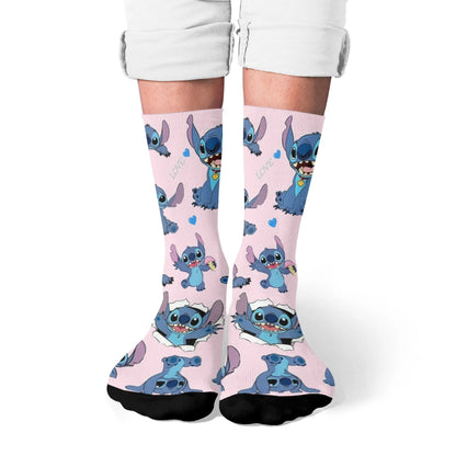 Cartoon Stitch Printed Men's Socks Soft and Comfortable Socks Novelty Harajuku Funny Street Hip-Hop Socks Party Holiday Gifts