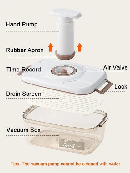 Vacuum Sealed Food Storage Box, Clear Fresh-Keeping Box, Capacity Food Dispenser, Transparent Container with Vacuum Pump