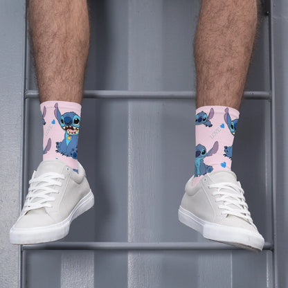 Cartoon Stitch Printed Men's Socks Soft and Comfortable Socks Novelty Harajuku Funny Street Hip-Hop Socks Party Holiday Gifts