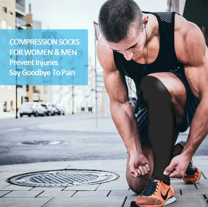 6 Pair Copper Compression Socks Women Men Anti Fatigue Pain Relief Graduated Unisex Compression Stockings Knee High 20-30 MmHg