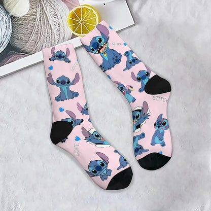 Cartoon Stitch Printed Men's Socks Soft and Comfortable Socks Novelty Harajuku Funny Street Hip-Hop Socks Party Holiday Gifts