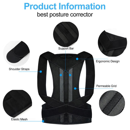 Adjustable Back Shoulder Posture Corrector Belt Clavicle Spine Support Reshape Your Body Upper and Lower Back Pain Relief Brace