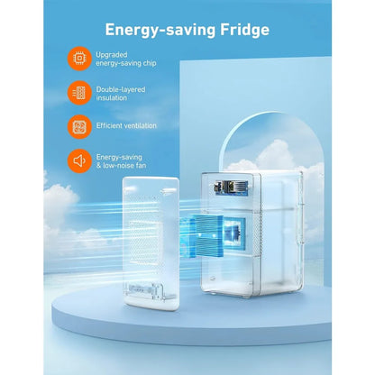Mini Fridge 2.0 Gen, 6 Liter/8 Cans Makeup Skincare Fridge 110V AC/ 12V DC Portable Thermoelectric Cooler and Warmer Little Tin